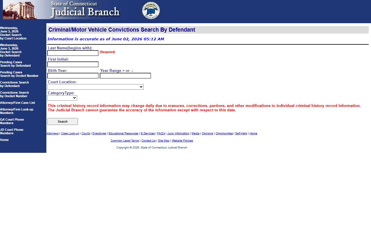 New Haven County conviction court records search by defendant after an arrest